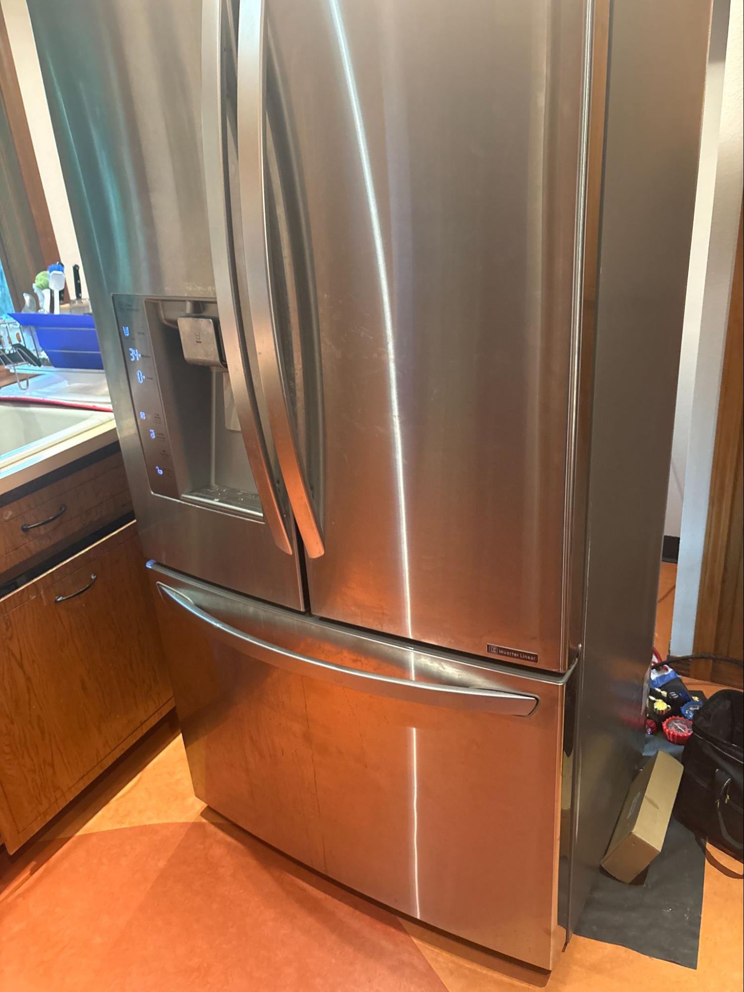 LG LFXC24726S/03 refrigerator inspected for a compressor problem in Troutdale, Oregon