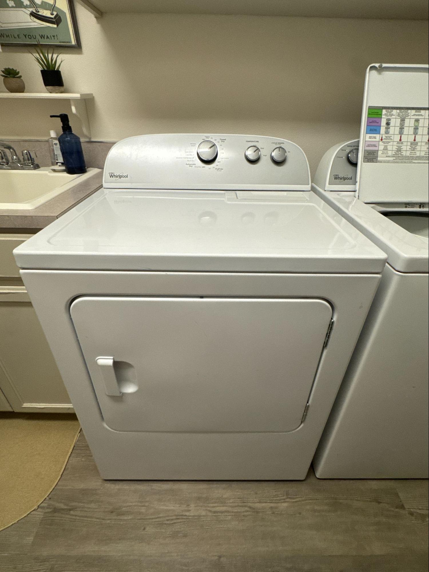 Whirlpool dryer inspected for motor noise and drum-roller problems in Gresham, Oregon